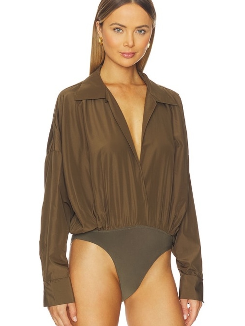 Norma Kamali Oversized Boyfriend Bodysuit